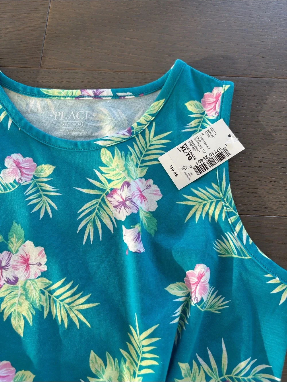 The Children's Place Teal Tropical Floral Sleeveless Dress XL / TG 14